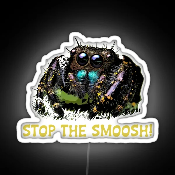 Stop The Smoosh Cute Jumping Spider RGB Neon Sign