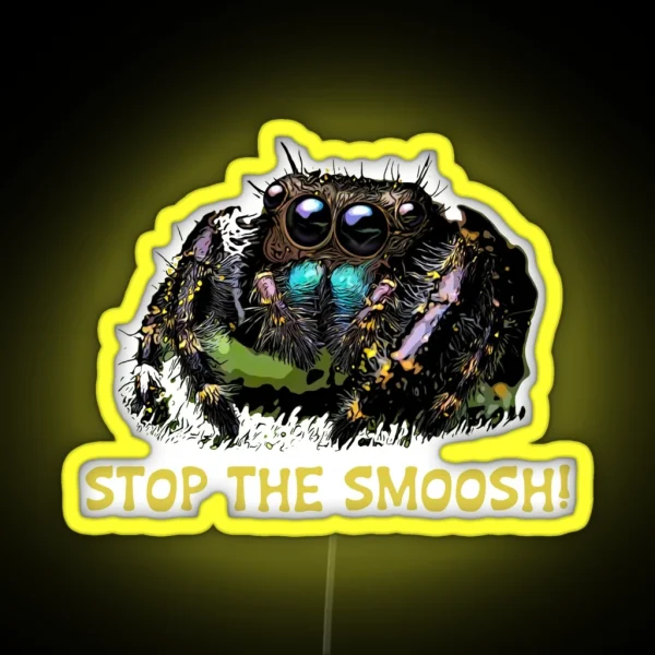 Stop The Smoosh Cute Jumping Spider RGB Neon Sign