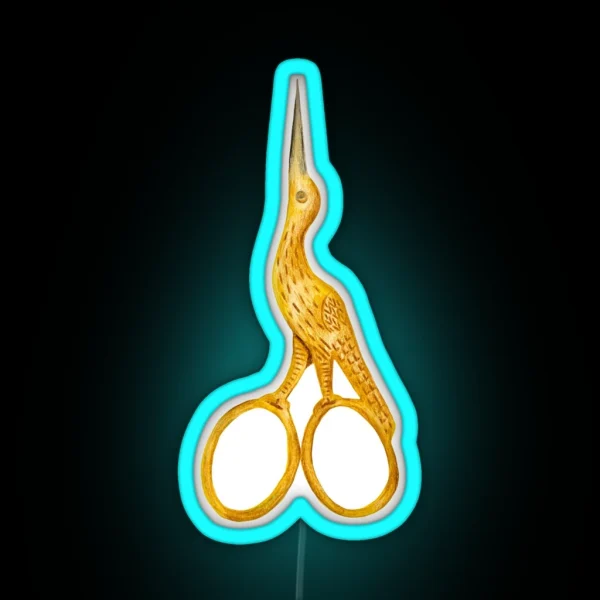 Stork Scissors RGB Neon Sign
