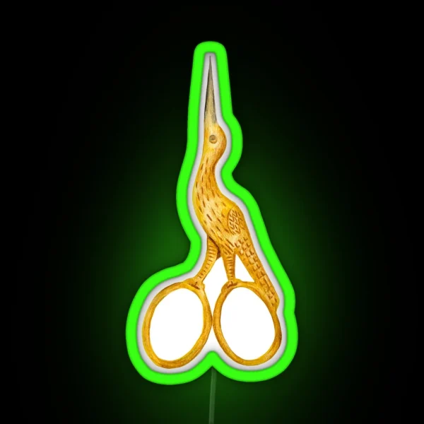 Stork Scissors RGB Neon Sign