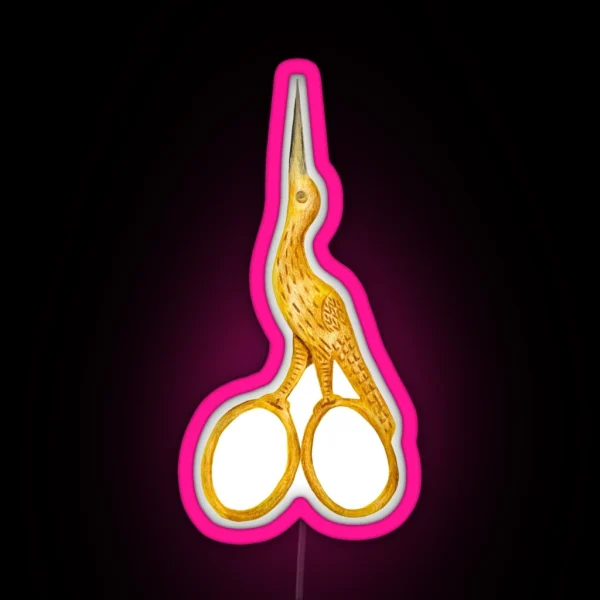 Stork Scissors RGB Neon Sign