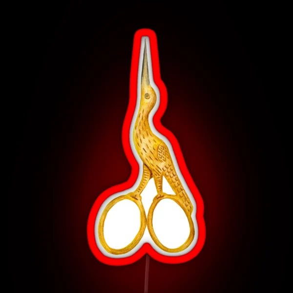 Stork Scissors RGB Neon Sign