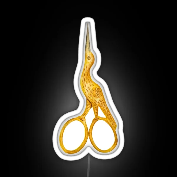 Stork Scissors RGB Neon Sign