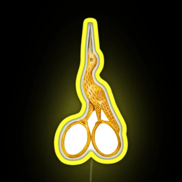 Stork Scissors RGB Neon Sign