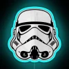 Stormtrooper in neon blue colors, inspired by RGB technology.