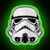 Stormtrooper neon sign with green glow