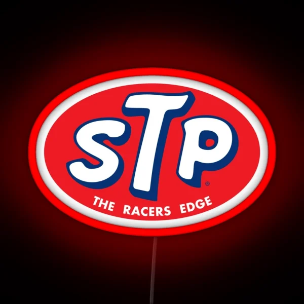 STP Motor Oil THE RACERS EDGE 1960 1970s Vintage Logo RGB Neon Sign