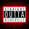 Neon sign in Asheville, North Carolina with red RGB colors.