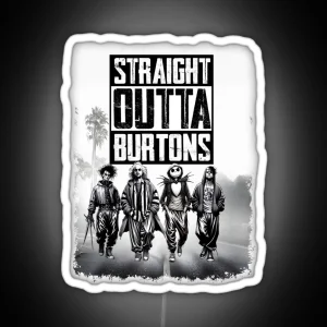 Straight Outta Burtons Iconic Characters In Urban Style RGB Neon Sign