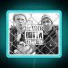 Neon sign reading 'Straight Outta Scranton' in blue color scheme.