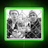 Neon sign reading 'Straight Outta Scranton' in RGB colors with green accents.