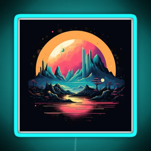 Strange Landscape In Retro Classic Style RGB Neon Sign