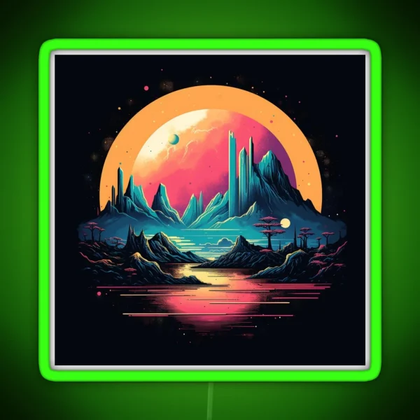 Strange Landscape In Retro Classic Style RGB Neon Sign