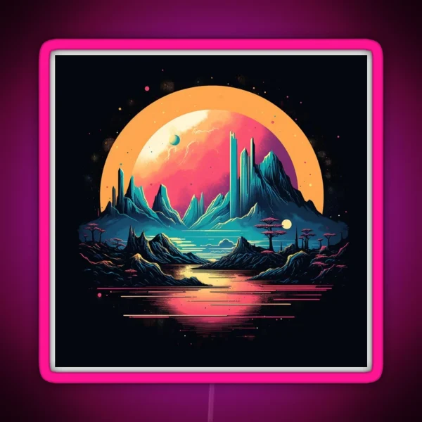 Strange Landscape In Retro Classic Style RGB Neon Sign