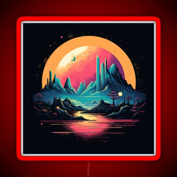 Strange Landscape In Retro Classic Style RGB Neon Sign