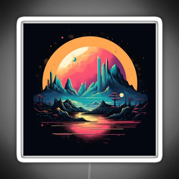 Strange Landscape In Retro Classic Style RGB Neon Sign