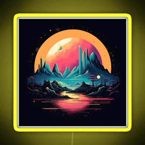 Strange Landscape In Retro Classic Style RGB Neon Sign