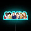 Neon sign reading Stranger Things 3 in blue neon lights.