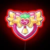 Neon Tokyo street sign featuring strawberries, bells, and Mew Mew characters in bold RGB colors.