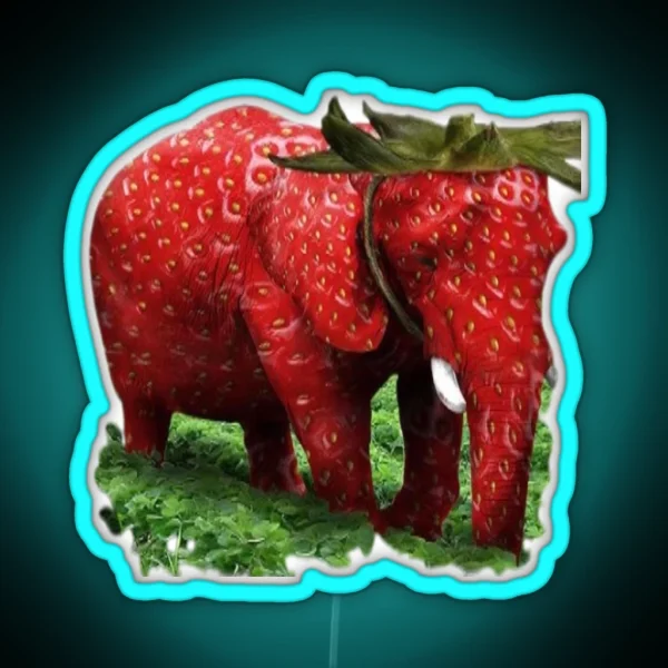Strawberry Elephant RGB Neon Sign