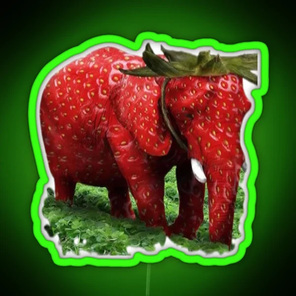 Strawberry Elephant RGB Neon Sign