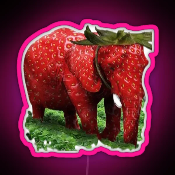 Strawberry Elephant RGB Neon Sign