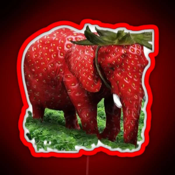 Strawberry Elephant RGB Neon Sign