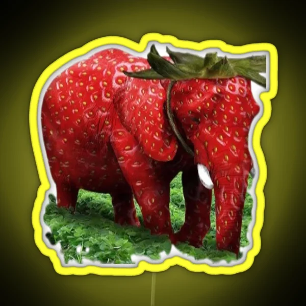 Strawberry Elephant RGB Neon Sign