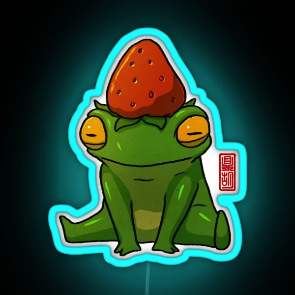 Strawberry Hat Frog RGB Neon Sign