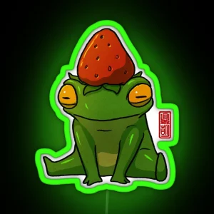 Strawberry Hat Frog RGB Neon Sign