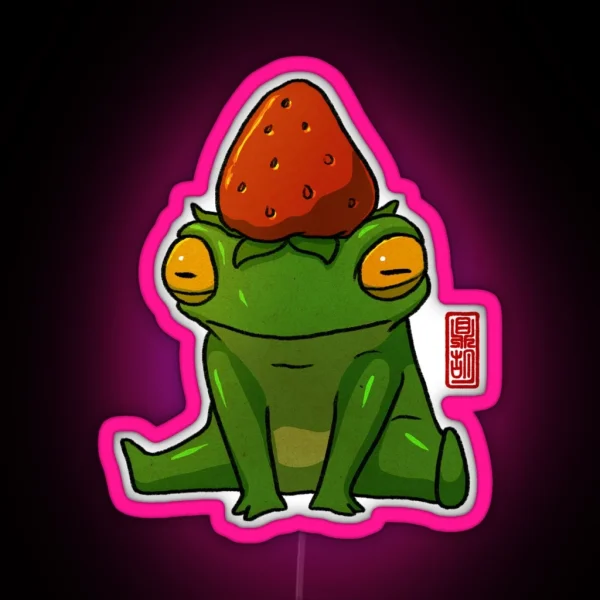 Strawberry Hat Frog RGB Neon Sign