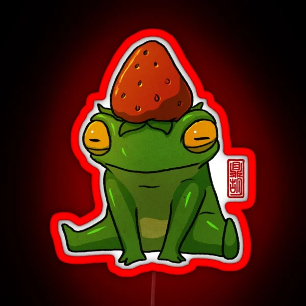 Strawberry Hat Frog RGB Neon Sign
