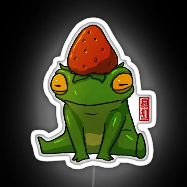 Strawberry Hat Frog RGB Neon Sign