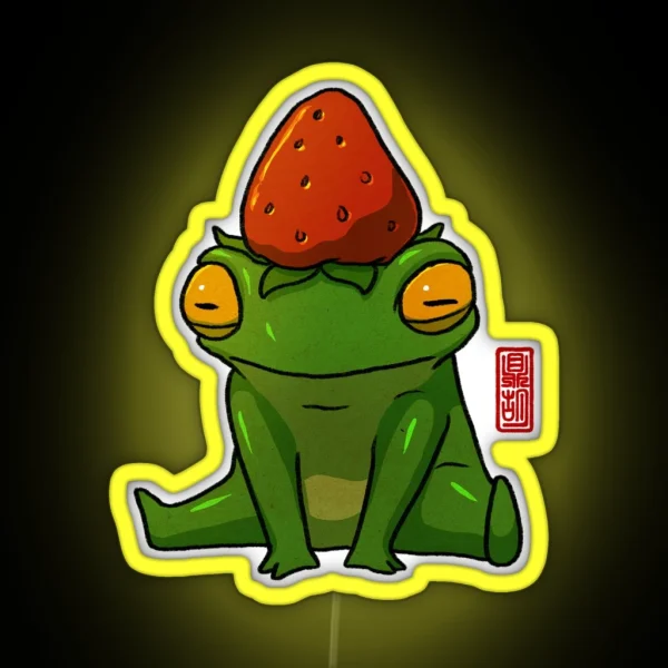 Strawberry Hat Frog RGB Neon Sign