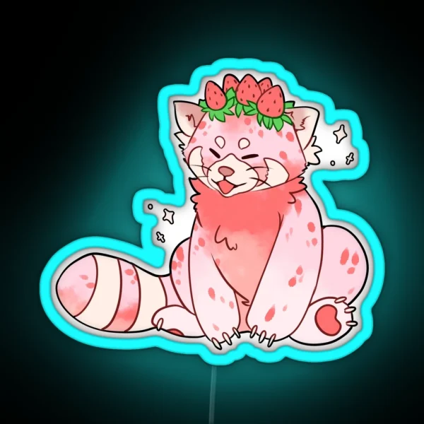 Strawberry Ice Cream Red Panda RGB Neon Sign