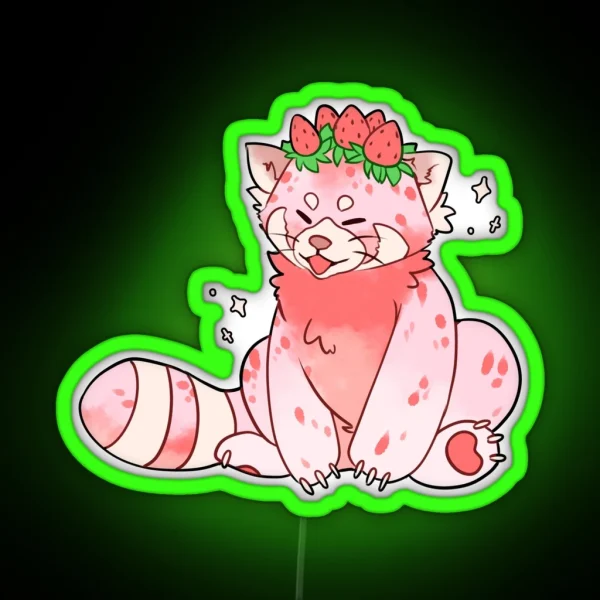 Strawberry Ice Cream Red Panda RGB Neon Sign