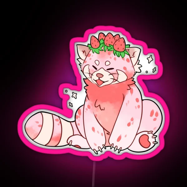 Strawberry Ice Cream Red Panda RGB Neon Sign