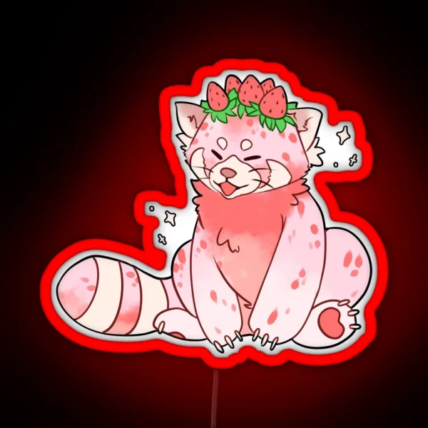 Strawberry Ice Cream Red Panda RGB Neon Sign