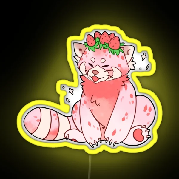 Strawberry Ice Cream Red Panda RGB Neon Sign