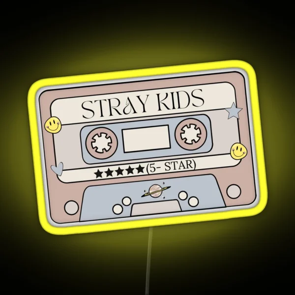 STRAY KIDS 5 STAR Retro Pastel Cassette Tape RGB Neon Sign