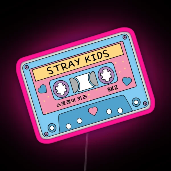 STRAY KIDS Cute Retro Pastel Cassette Tape Blue Pink RGB Neon Sign