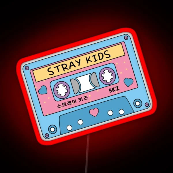 STRAY KIDS Cute Retro Pastel Cassette Tape Blue Pink RGB Neon Sign