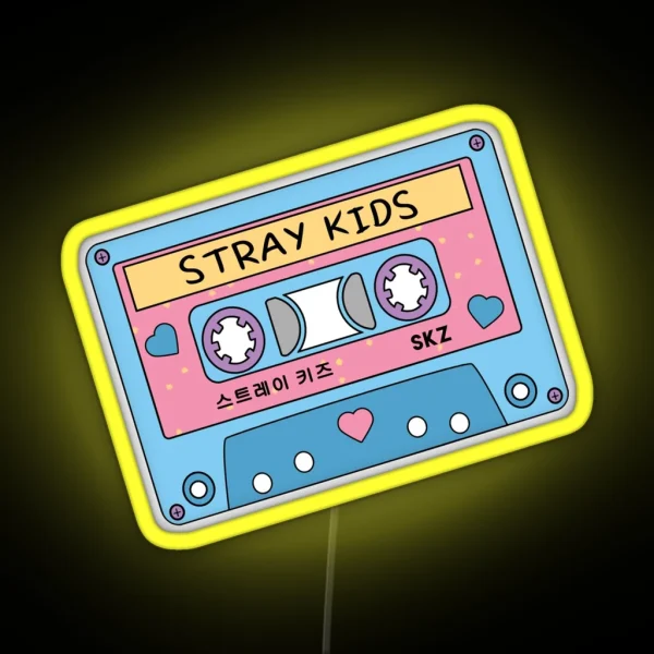 STRAY KIDS Cute Retro Pastel Cassette Tape Blue Pink RGB Neon Sign