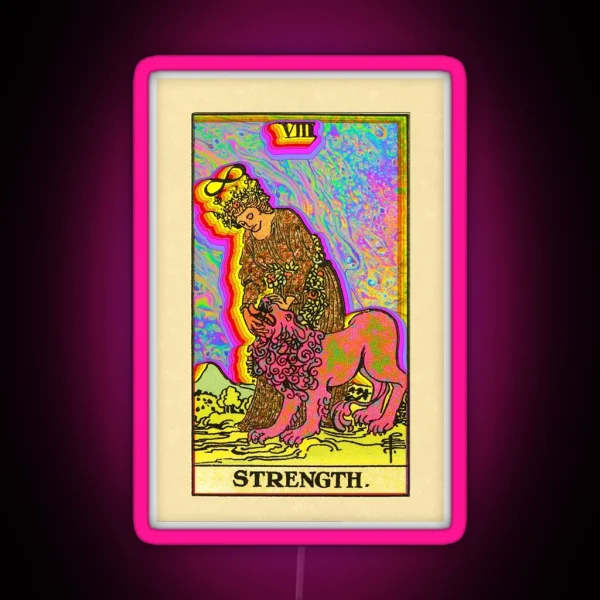 Strength Psychedelic Tarot Card RGB Neon Sign
