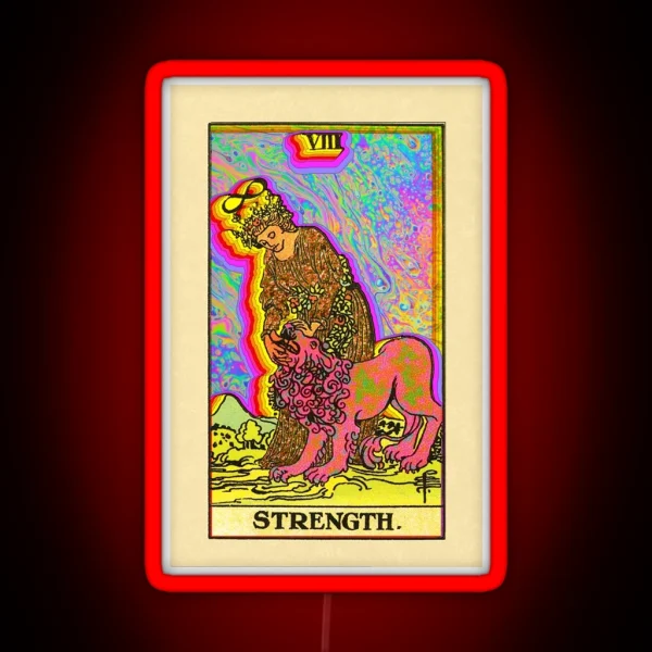 Strength Psychedelic Tarot Card RGB Neon Sign