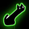 Neon green stretch sign with RGB lights illuminated at night.