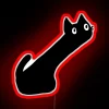 Neon sign with vibrant red stretching background.