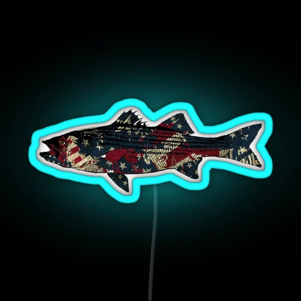 Striped Bass American Fishing RGB Neon Sign