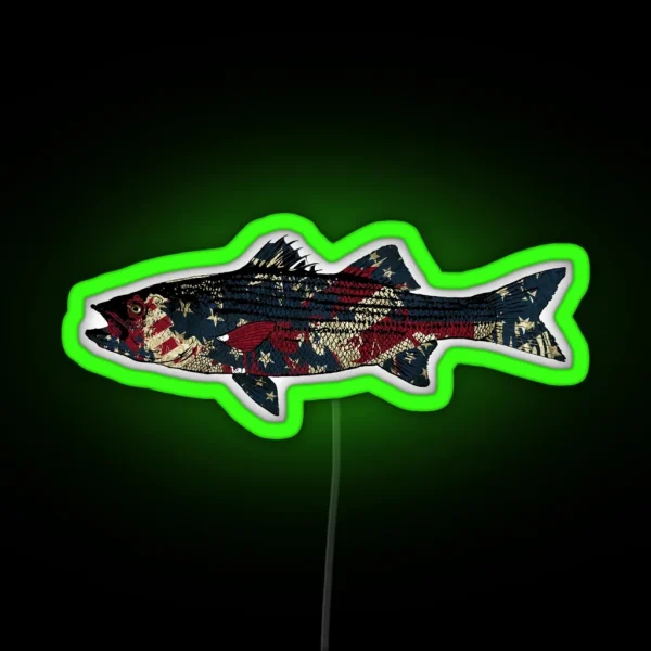 Striped Bass American Fishing RGB Neon Sign