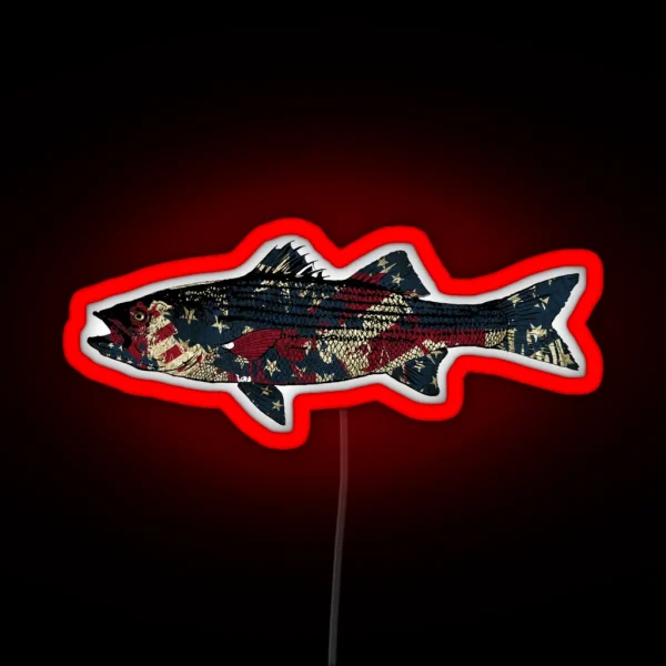 Striped Bass American Fishing RGB Neon Sign